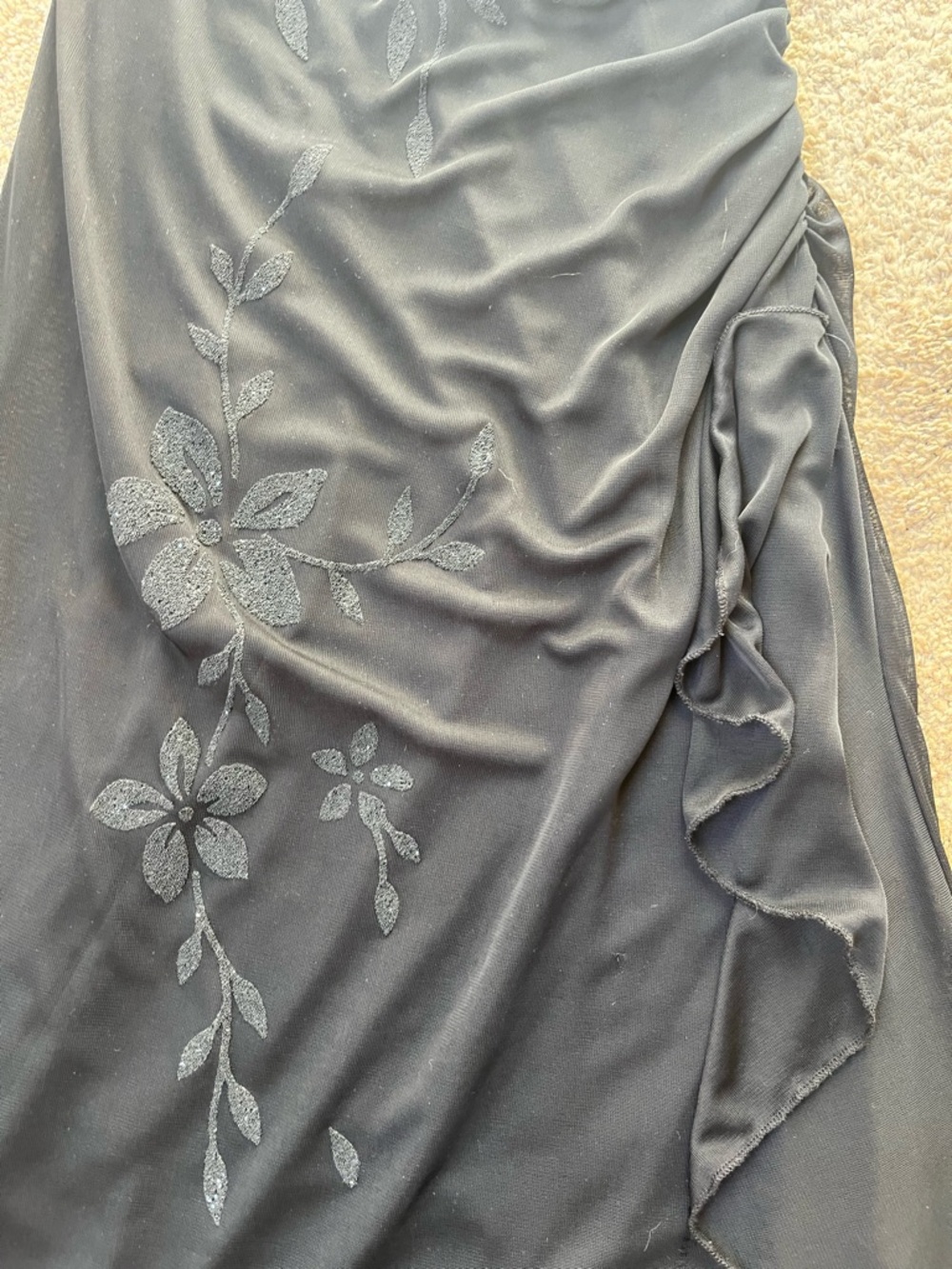 Jessica Black Strapless Floral Ruched Evening Gown - Picture 4 of 7